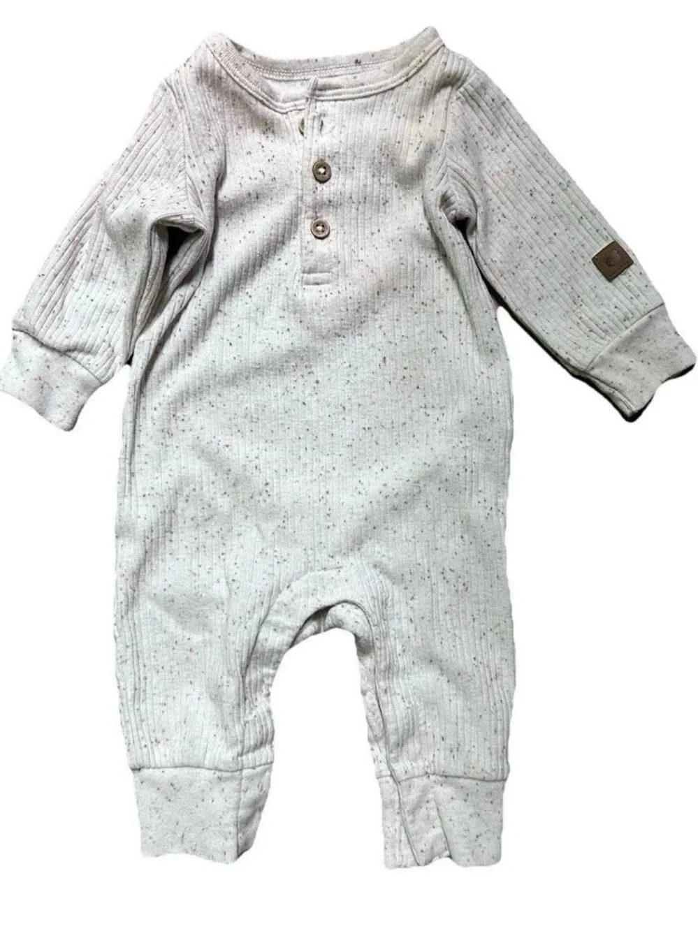 Baby Footie Pajamas Gown Pears Clouds Neutral Size 0-3 Months